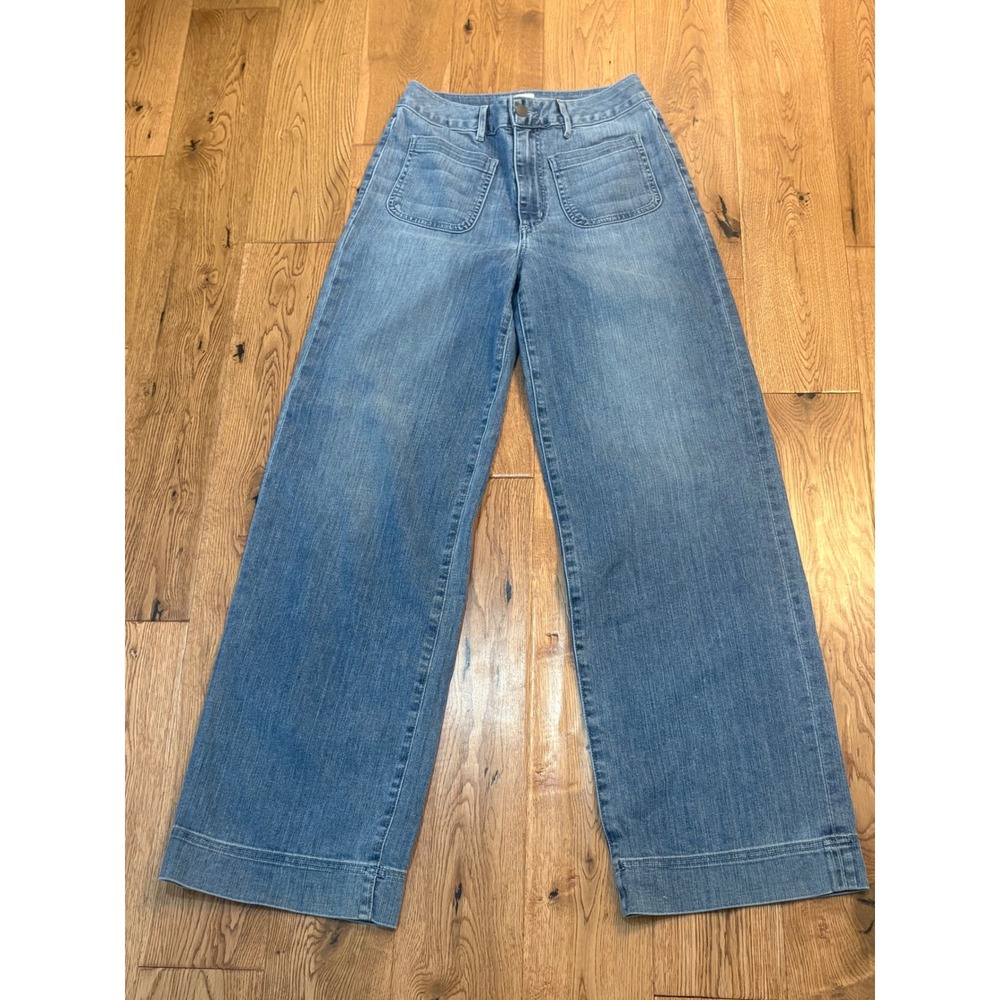 Ann Mashburn Wide Leg Patch Pocket Jeans Medium Wash Blue Denim Size 26